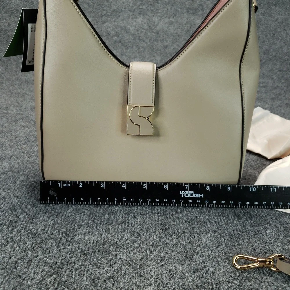 Kate‎ Spade Dakota Hobo Bag Womens Small Beige Leather Pink Lining Dust Bag